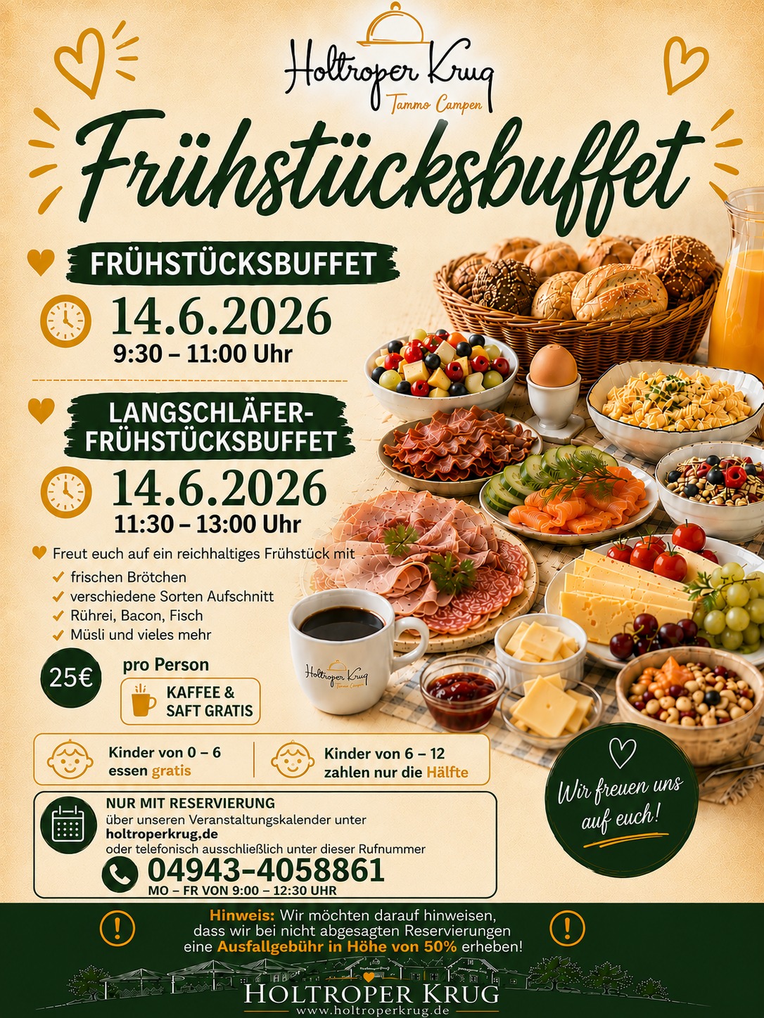 Frühstücksbuffet 9:30 - 11:00 Uhr